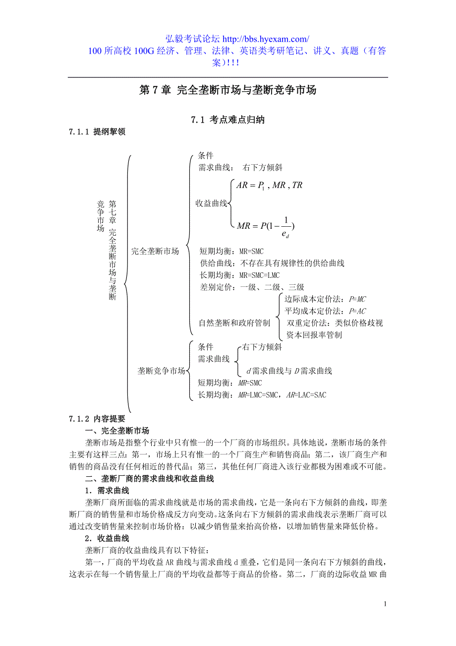 微观第7章_完全垄断市场与垄断竞争市场_第1页