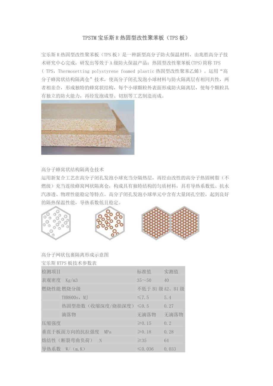TPSTM宝乐斯R热固型改性聚苯板(TPS板)_第1页