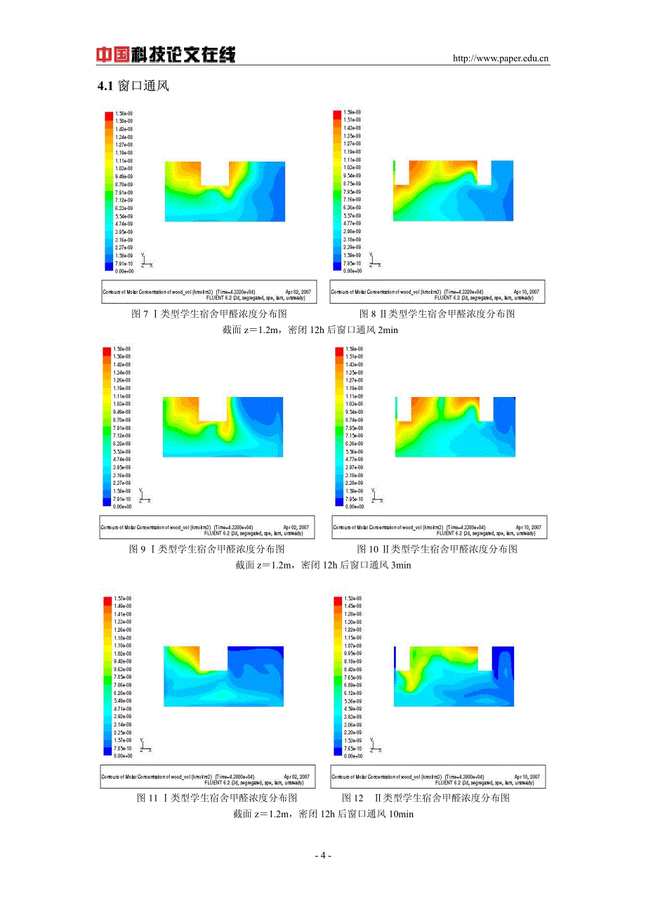 应用FLUENT模拟学生寝室室内污染物浓度场的变化规律_第4页