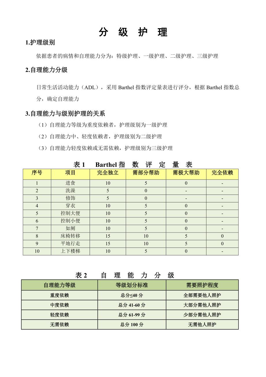 分  级  护  理(护士流动车第一页)_第1页