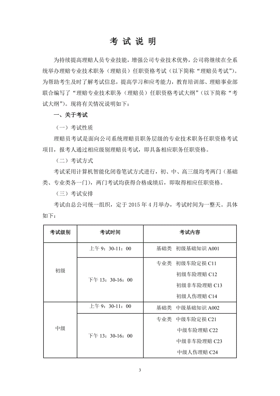 理赔专业技术职务(理赔员)任职资格考试大纲(2015版)_第3页