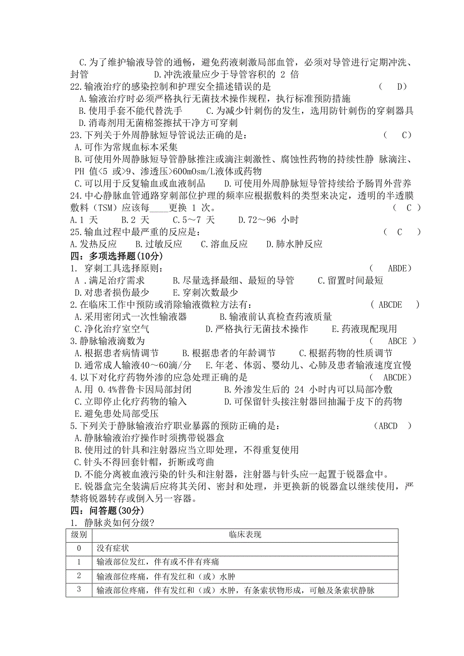 静疗基本知识试卷201409(带答案)_第3页