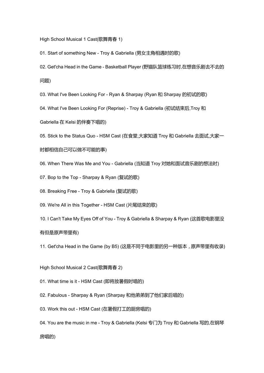 High School Musical 歌曲列表_第1页