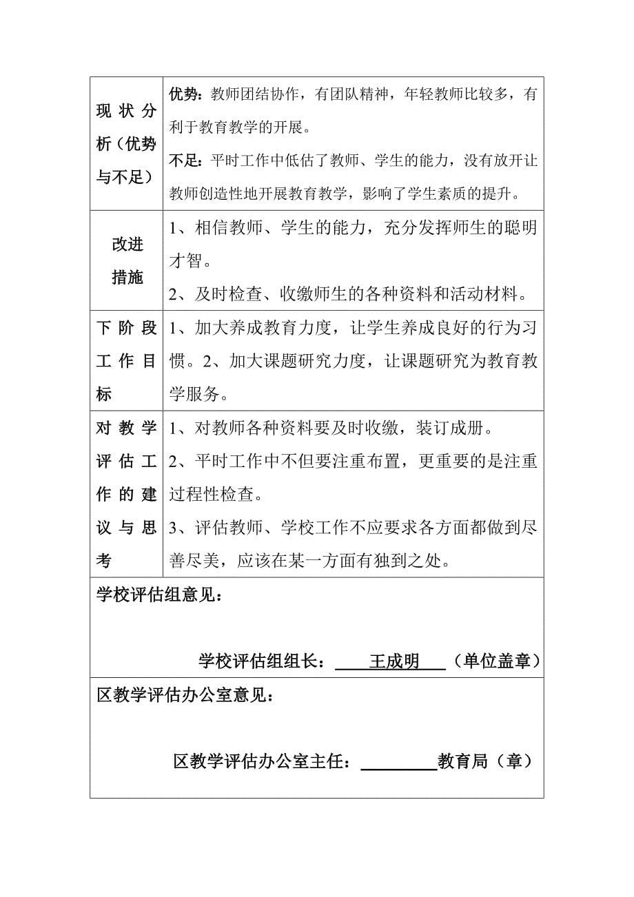 丰南区义务教育阶段学校教学评估自评报告3_第5页