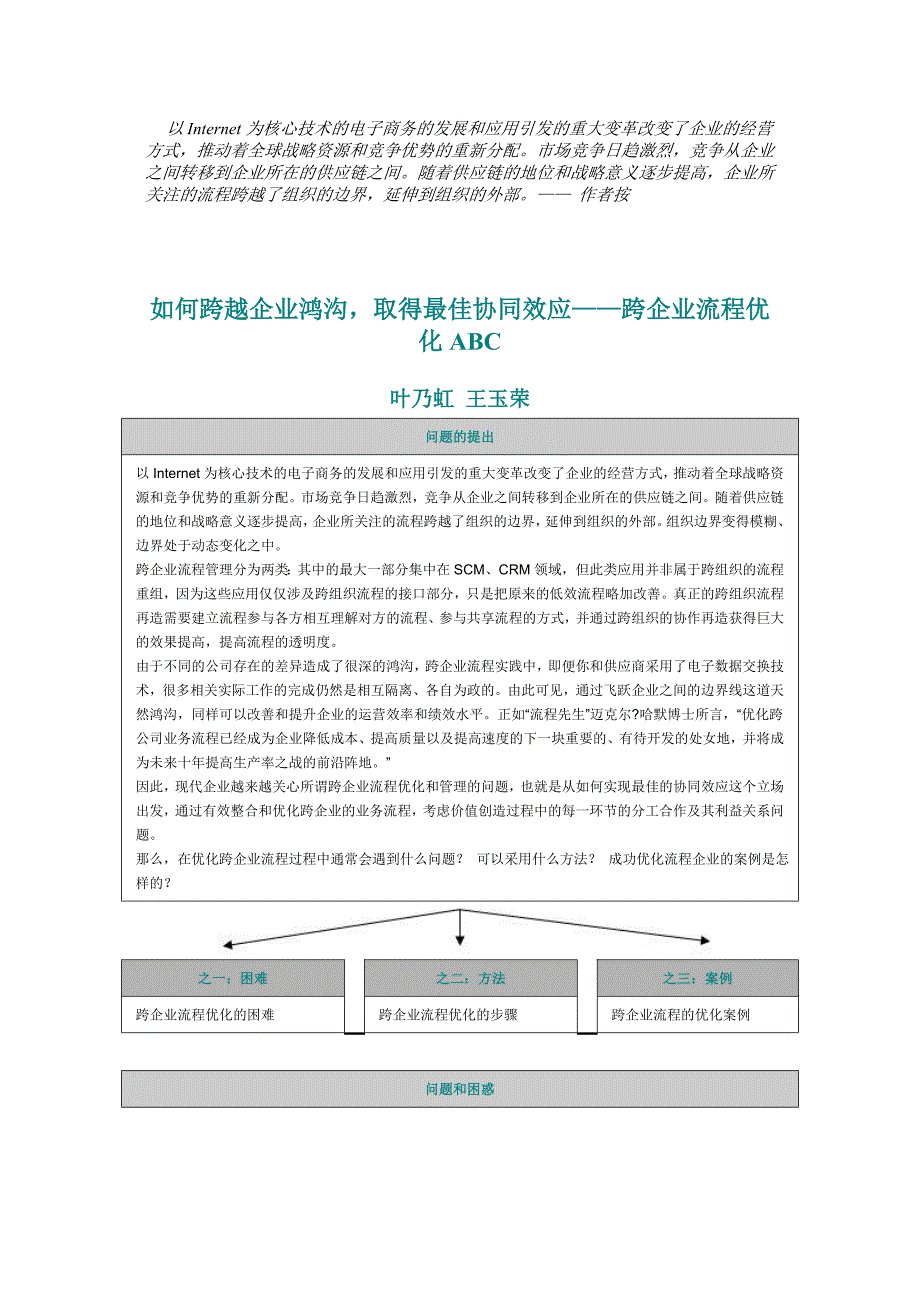 如何跨越企业鸿沟,取得最佳协同效应——跨企业流程优化ABC_第1页