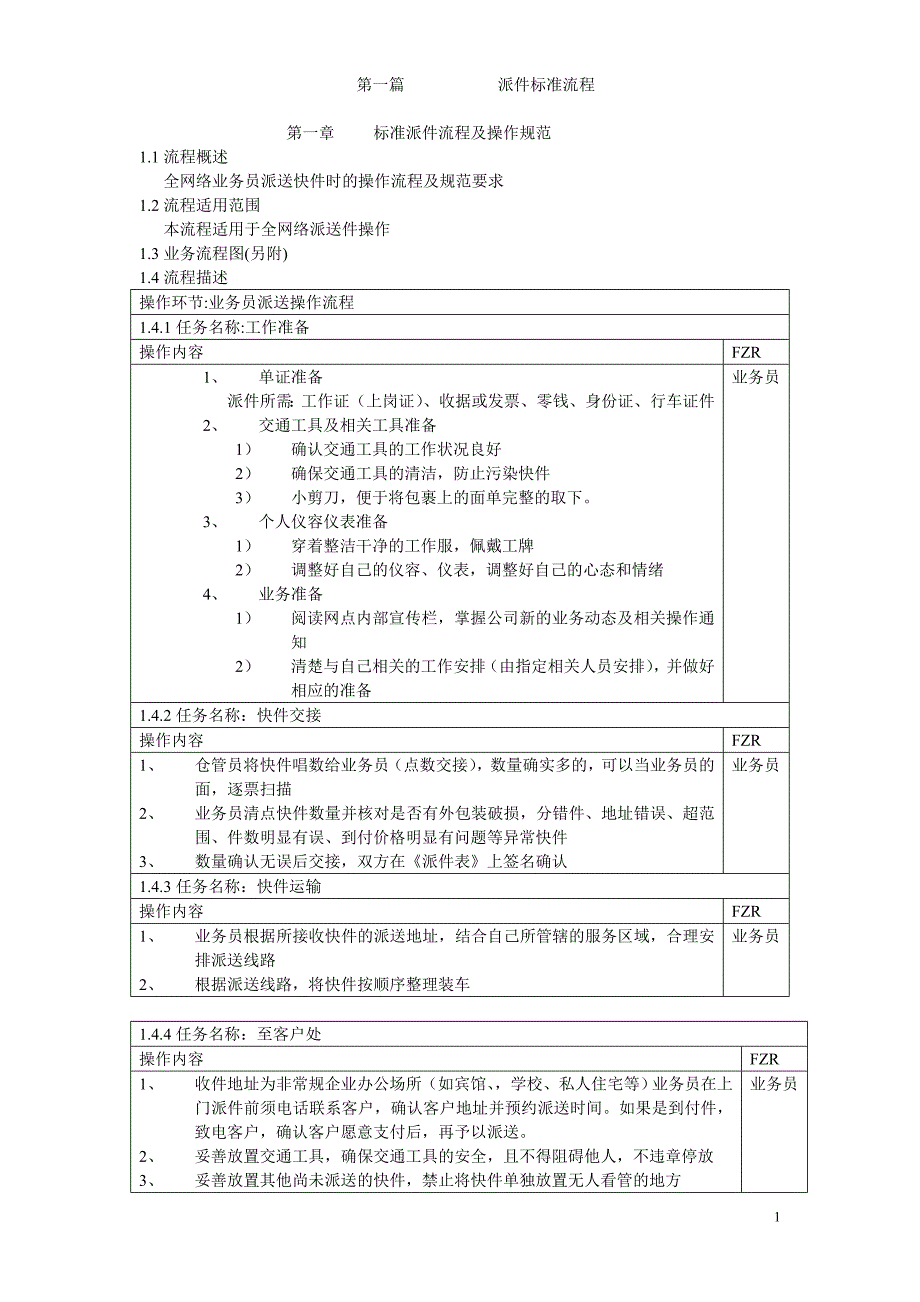 快递公司取派件标准作业流程_第1页