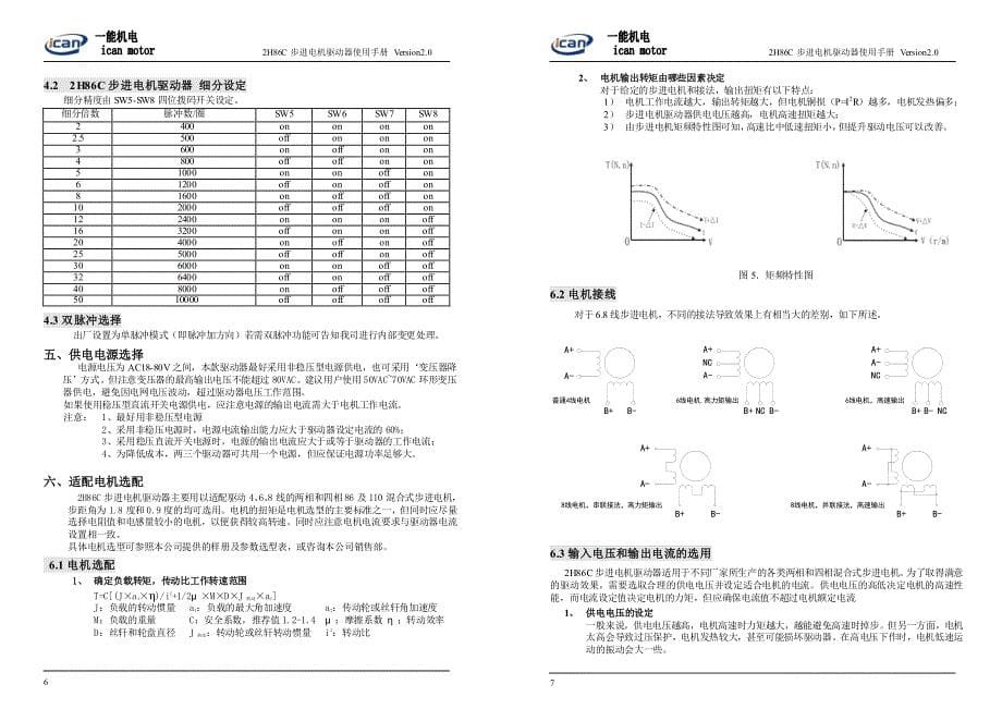 2H86C细分步进电机使用说明书_第5页