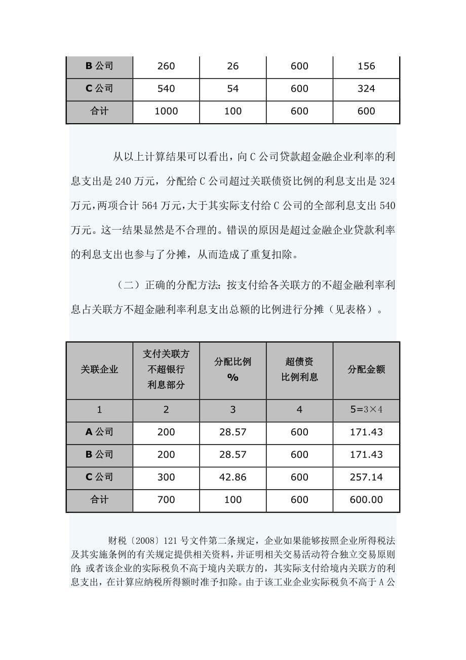 关联企业借款利息支出的税务处理_第5页