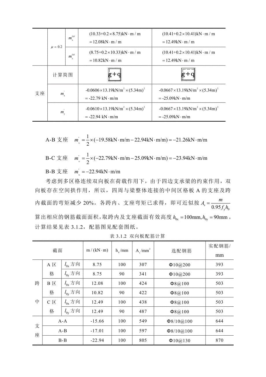 整体式双向板肋梁楼盖课程设计_第5页