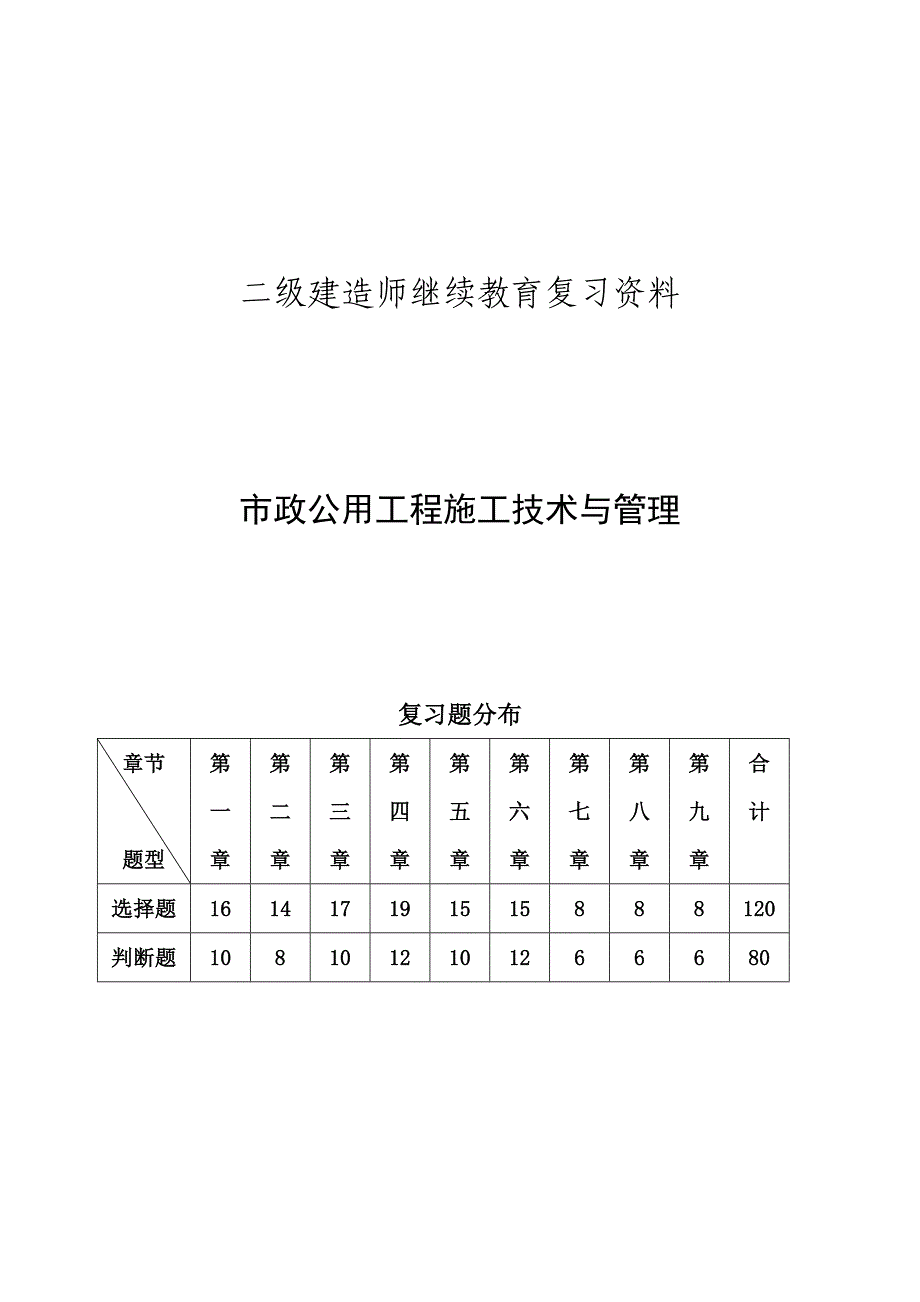 二级建造师继续教育市政公用工程复习资料试题_第1页