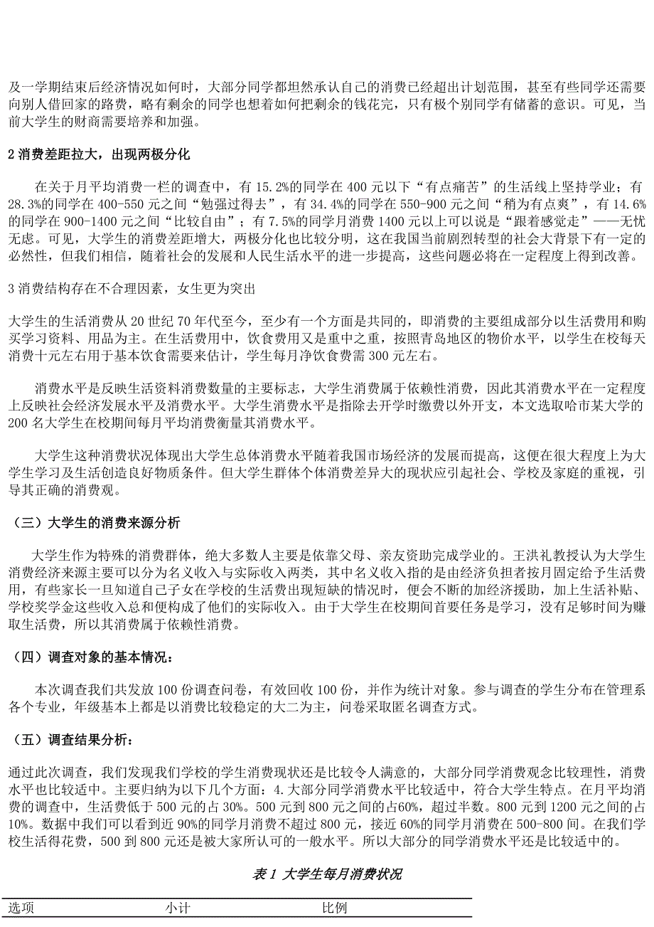 大学生月消费状况调查报告分析_第2页