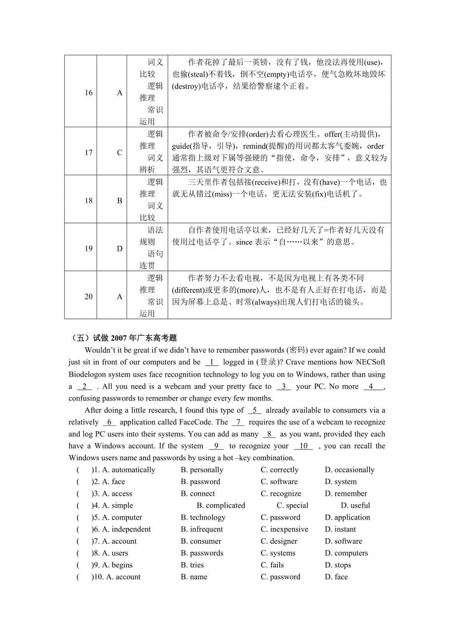 高考英语完形填空专题复习_第5页