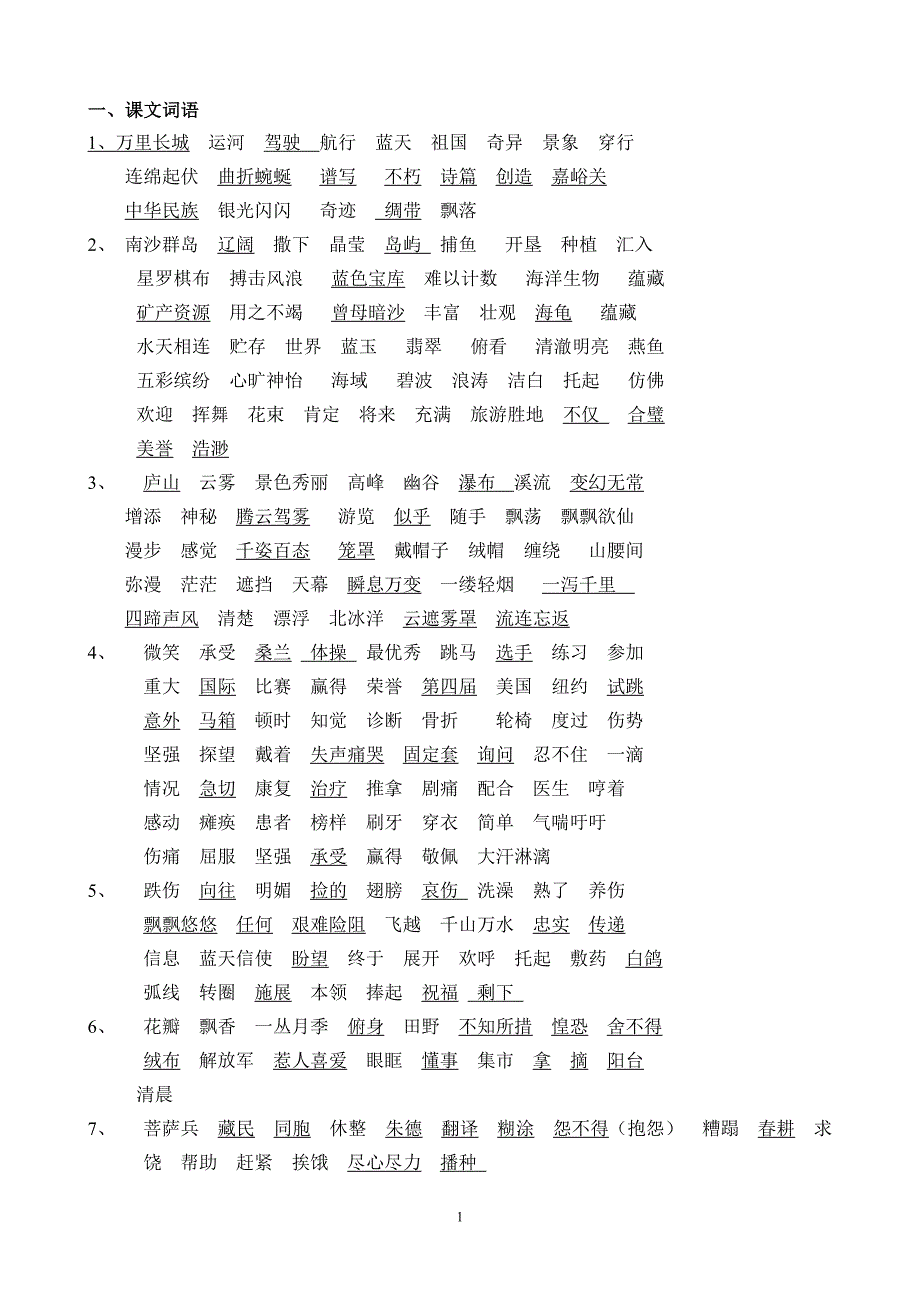 苏教版语文第6册1--8单元基础知识_第1页