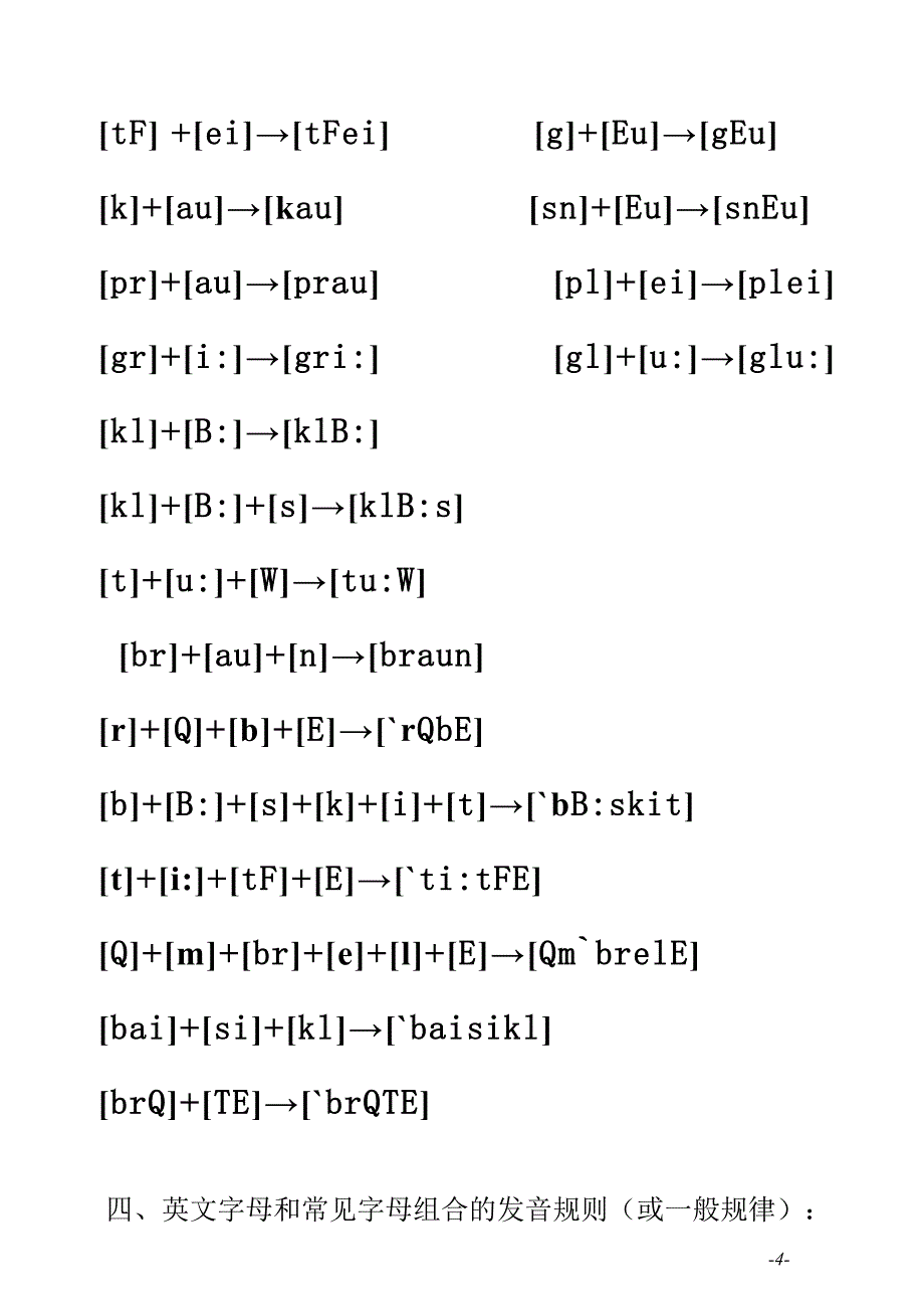 英语音标表发音规律记忆口诀_第4页