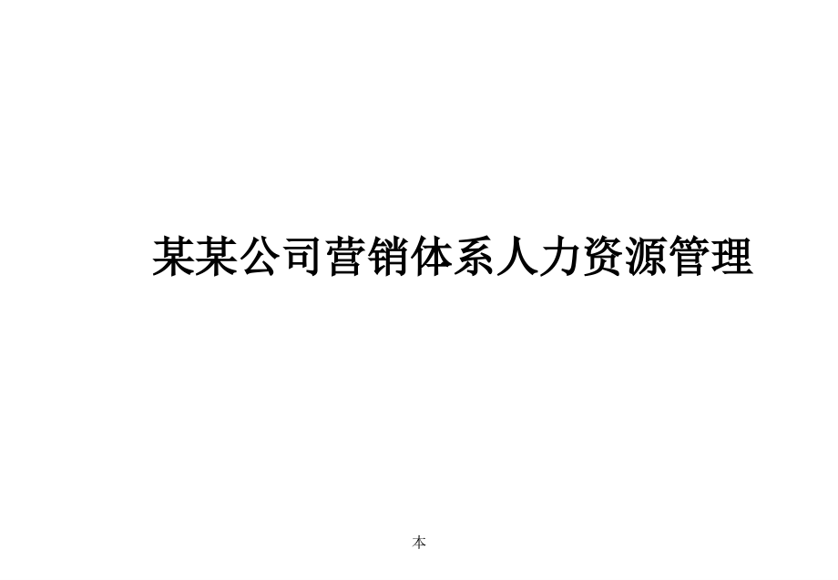 某某公司营销体系人力资源管理_第1页