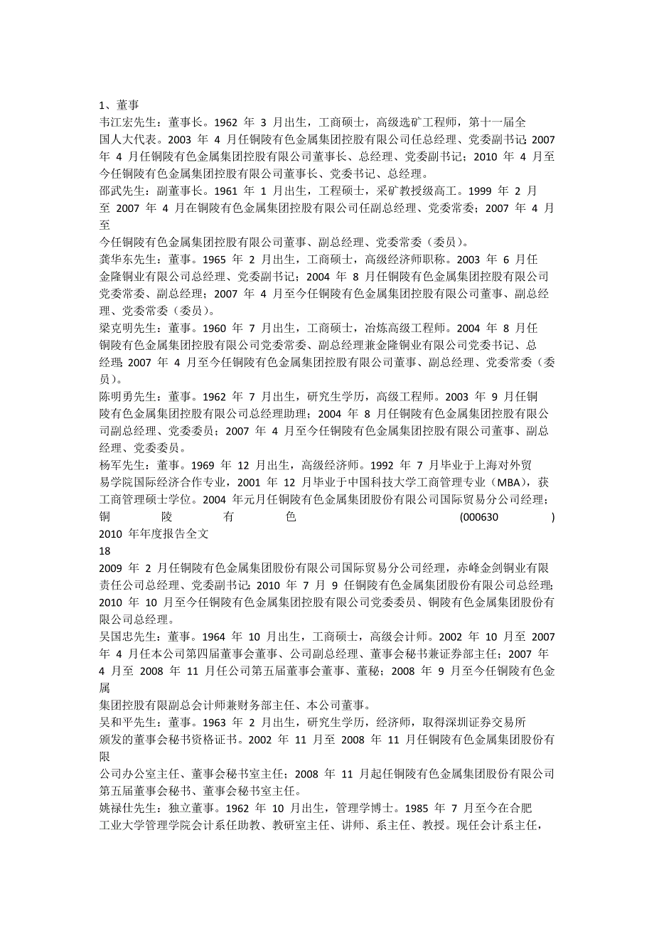 铜陵有色高管明细_第1页
