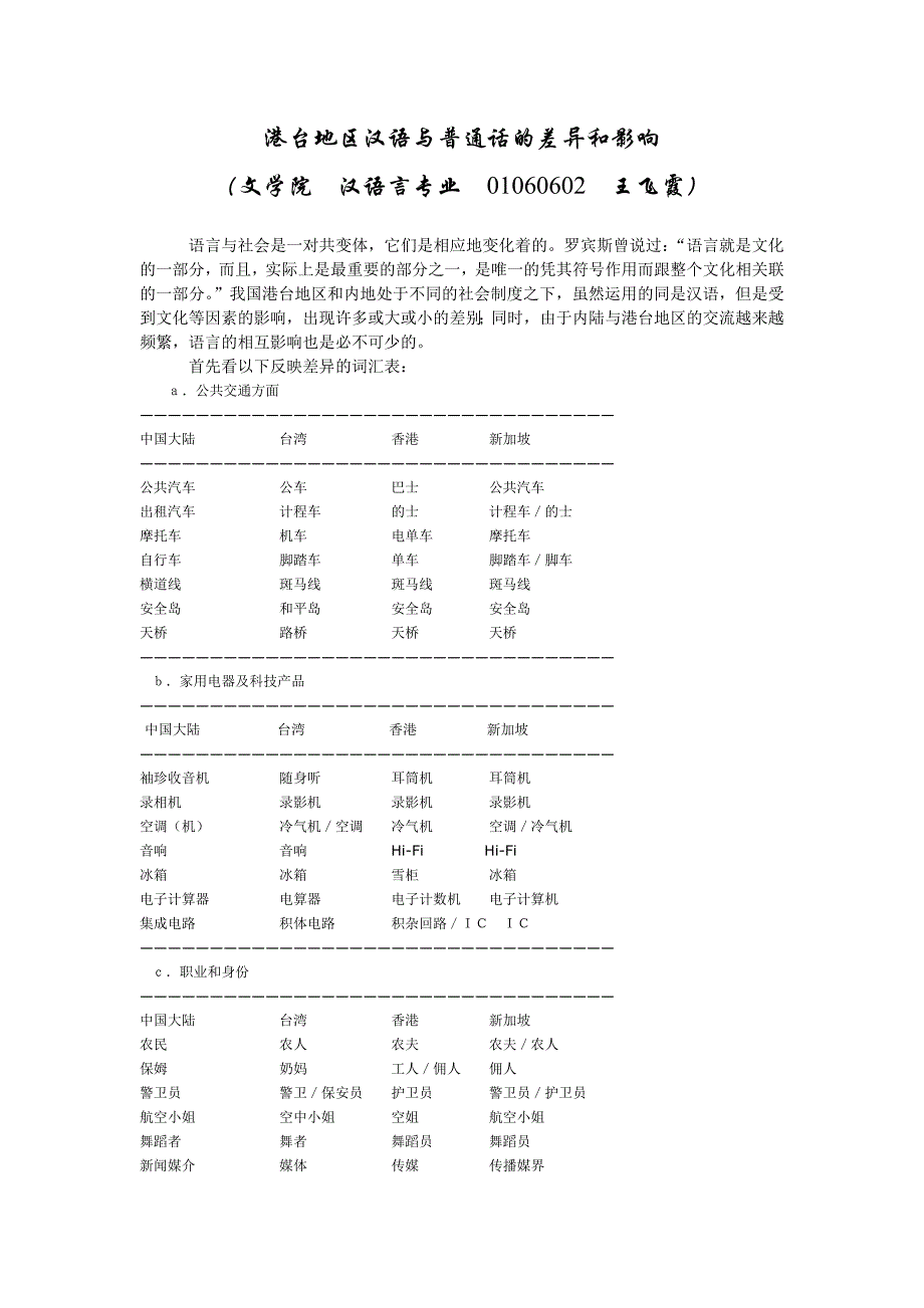 港台地区汉语与普通话的差异和影响_第1页