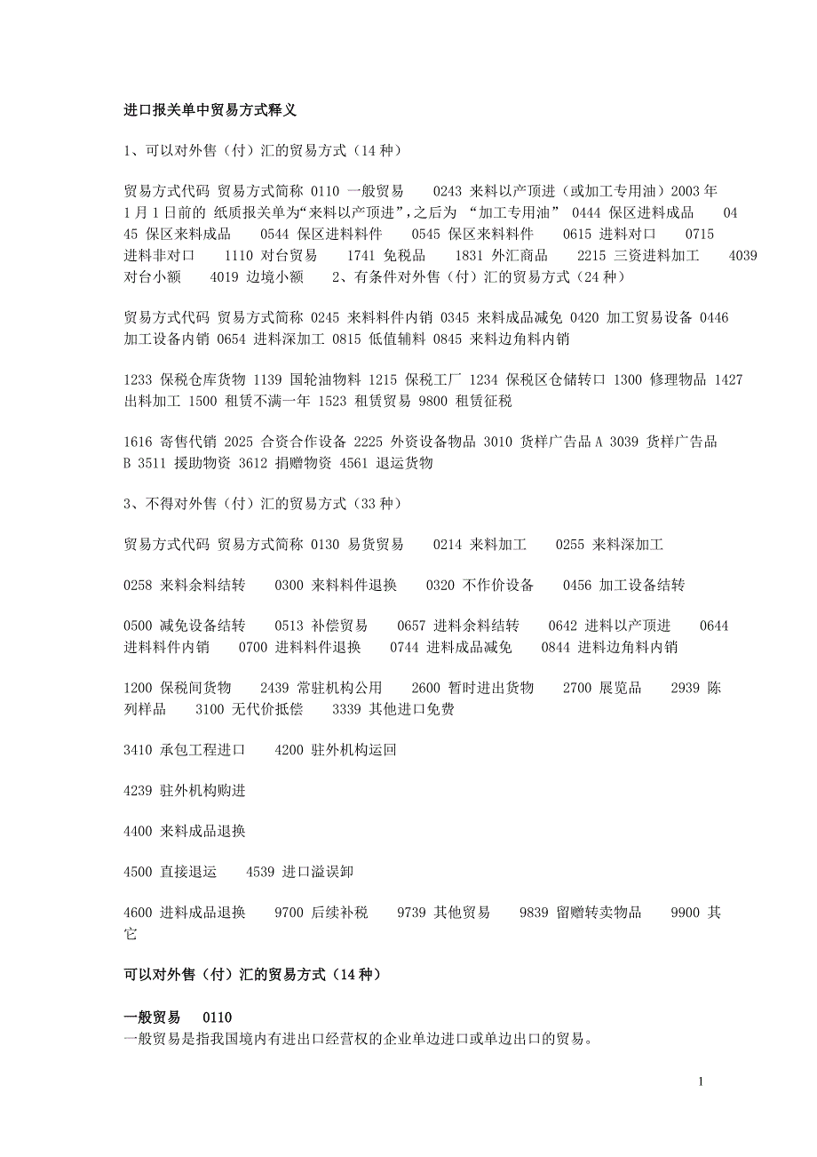 进口报关单中贸易方式释义_第1页