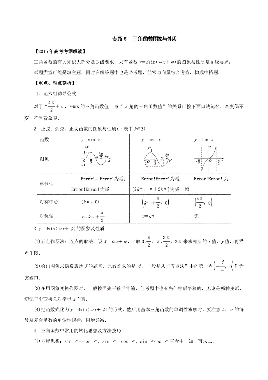 2015年高考数学热点难点试题考纲解读专题专题05三角函数图象与性质_第1页