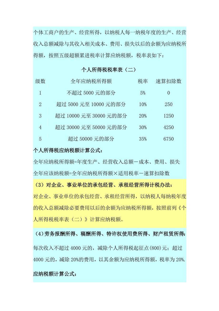 个人所得税税率及计算方法一览表_第2页