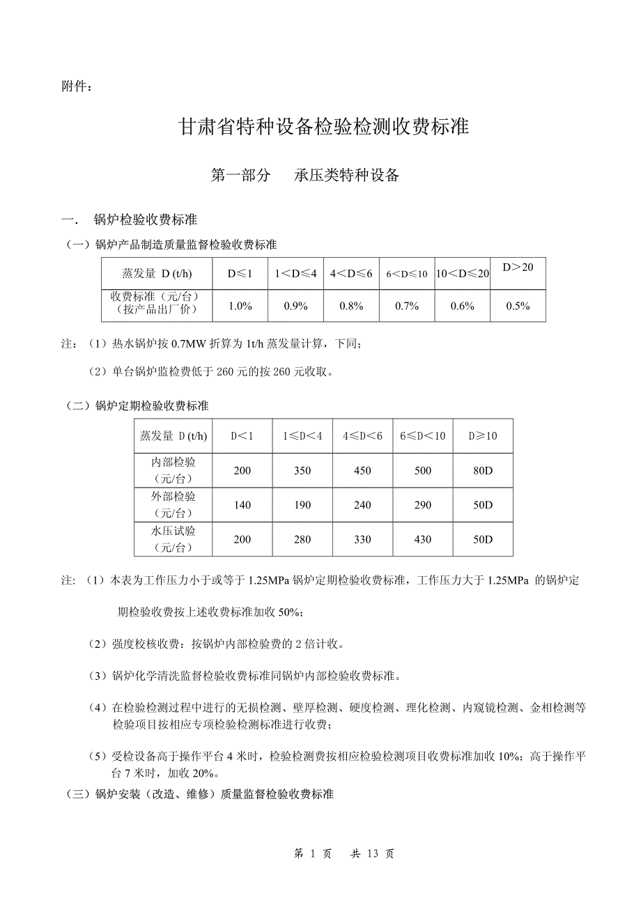 甘肃省物价局 甘价费[2007]30 特种设备检验检测收费标准_第3页