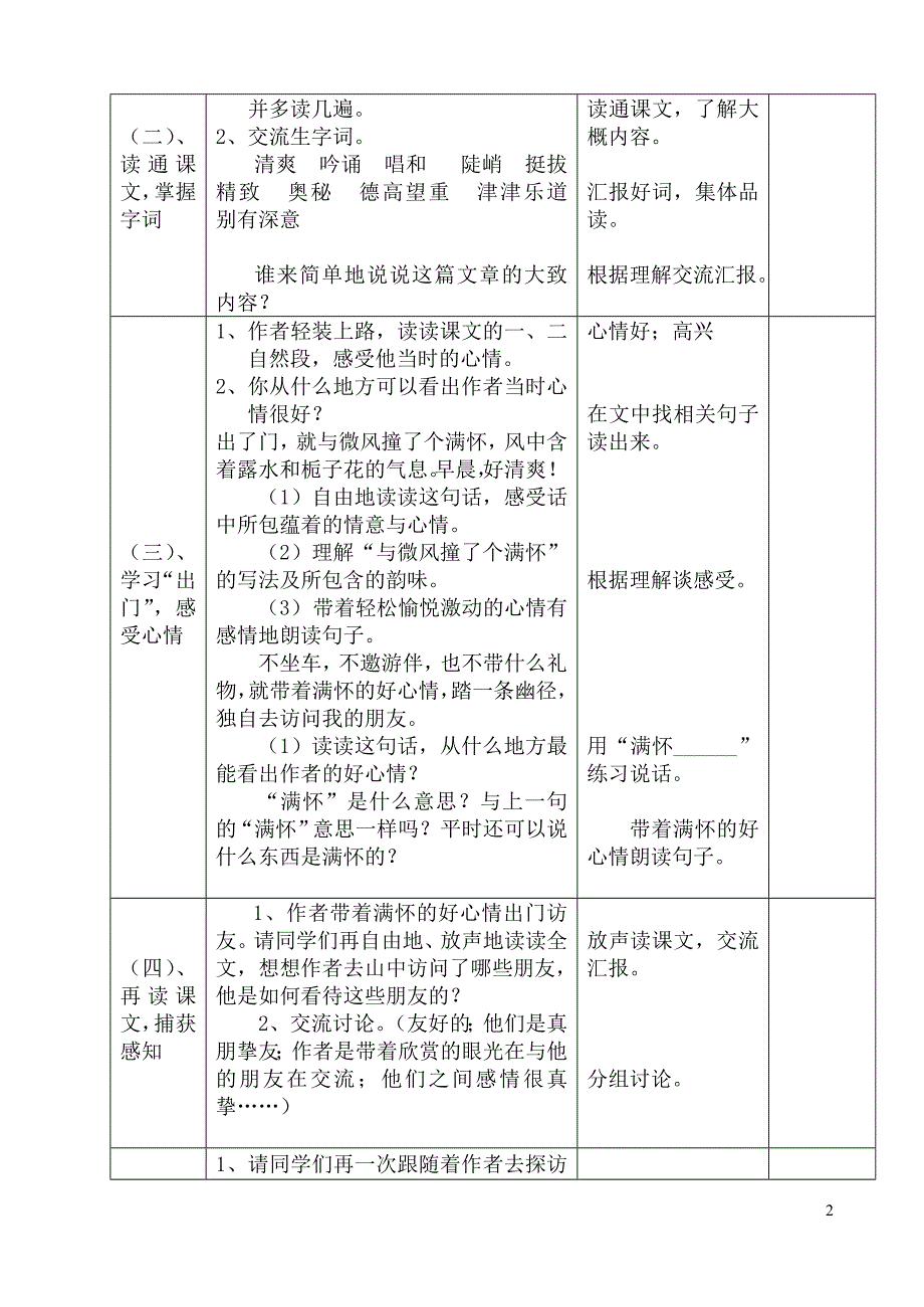 西伊店片六年级语文第十一册第一单元集体备课教案_第2页