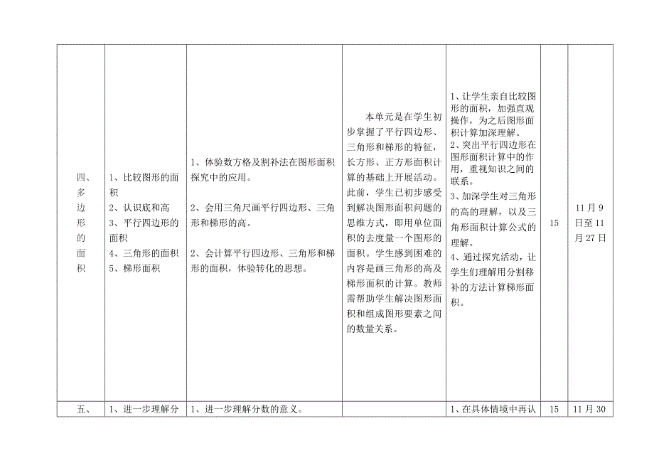 刘敏五年级上教学计划新北师大_第3页