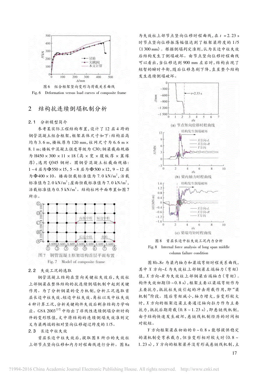 2015基于备用荷载路径法的钢管混凝土框架抗连续倒塌机制非线性动力分析王景玄_第4页