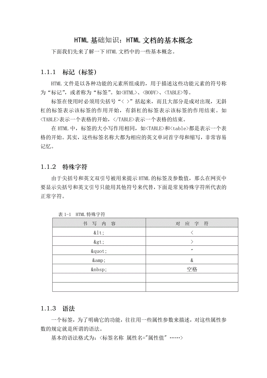 HTML基础知识：HTML文档的基本概念_第1页