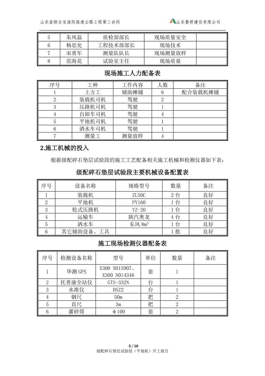 级配碎石垫层试验段施工方案_第5页