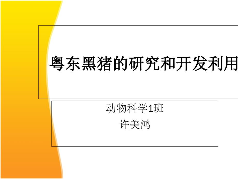 粤东黑猪的研究与开发利用_第1页