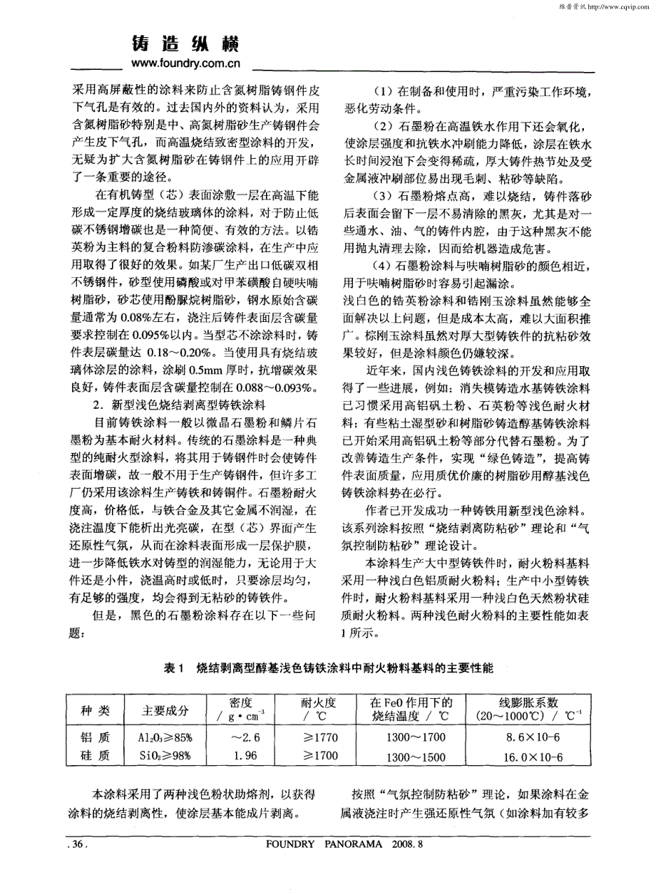 砂型铸造涂料研究与应用的新进展_第2页