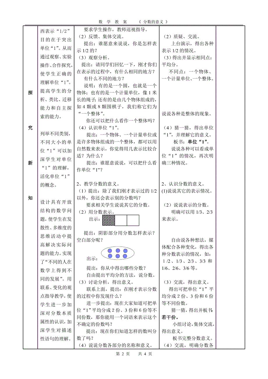 小学数学第十册《分数的意义》教案[1]_第2页