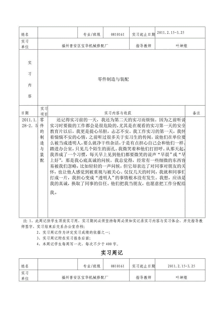 机械专业毕业实习周记_第2页