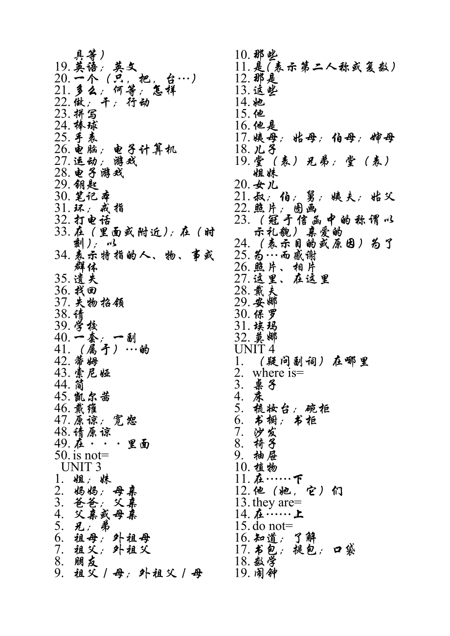 人教版初一上半学期单词表_第2页