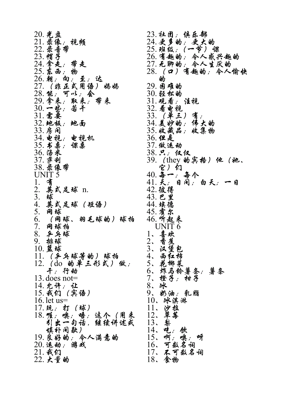 人教版初一上半学期单词表_第3页