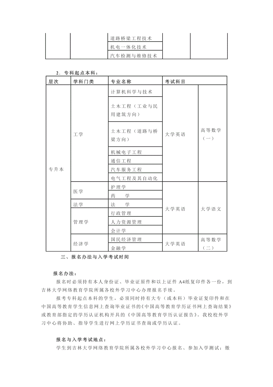 吉林大学2016年春季网络教育招生简章_第2页