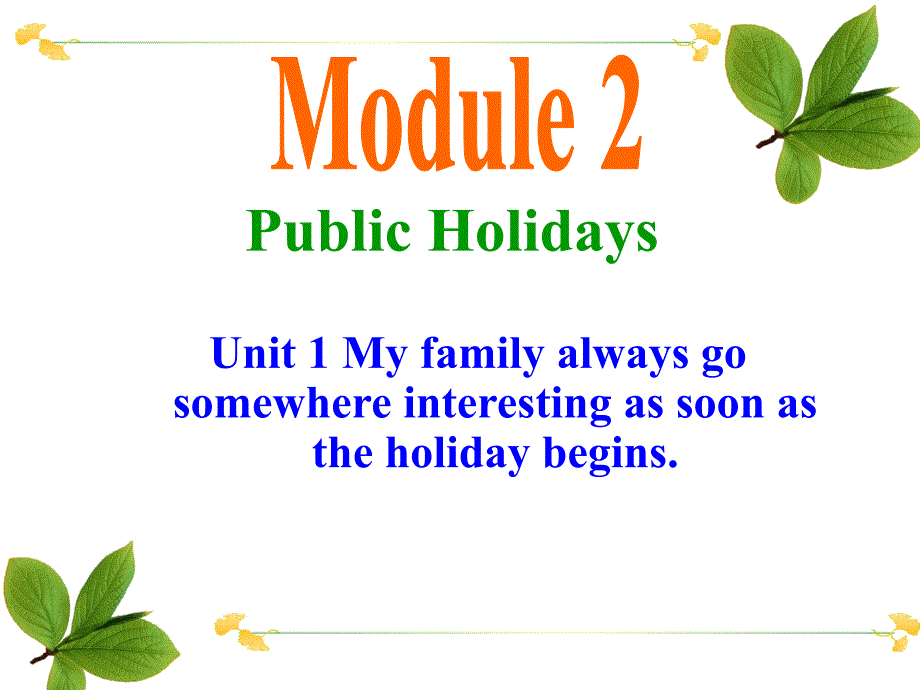 外研（新标准）版九年级上+Module+2+Public+holidays+__+Unit+1+My+family+always+go+somewhere+interesting+as+soon+a_第1页