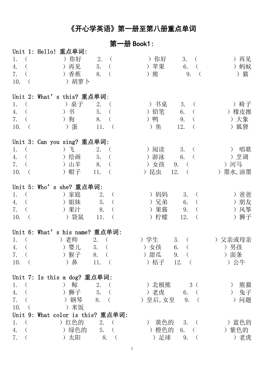 开心学英语》单词填空_第1页