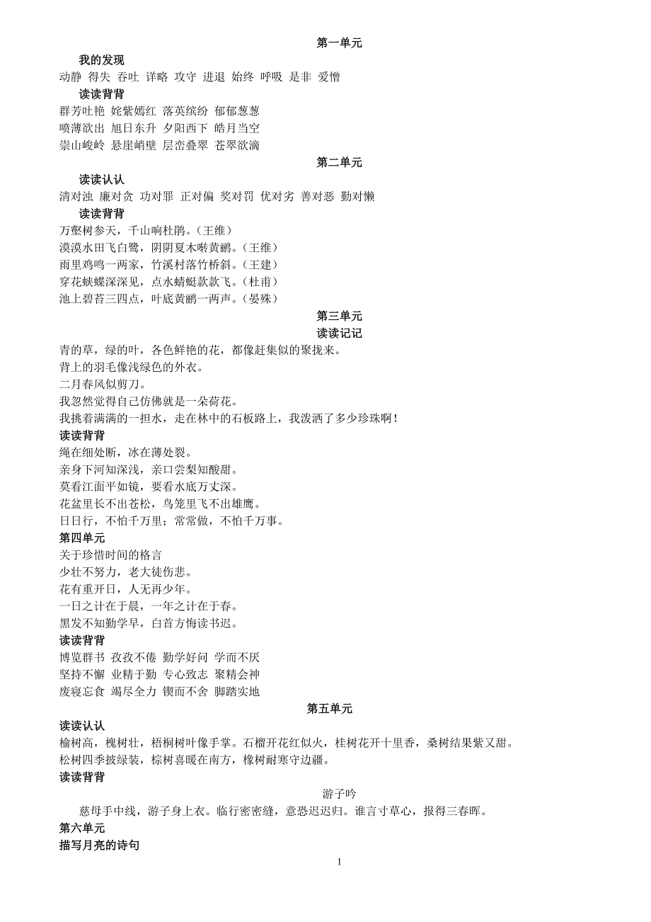 人教版三年级下册日积月累_第1页