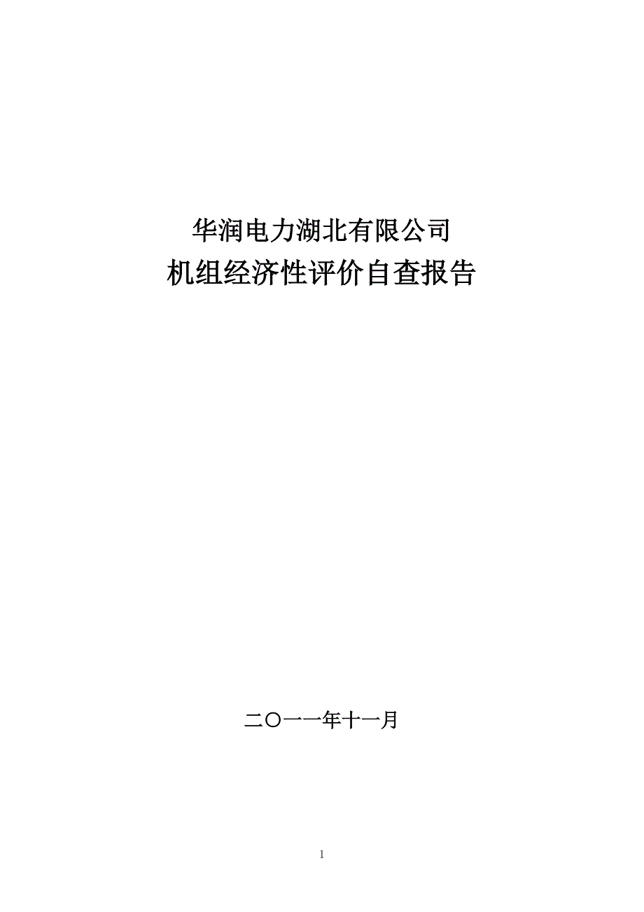 华润电力湖北有限公司经济性评价自查报告_第1页