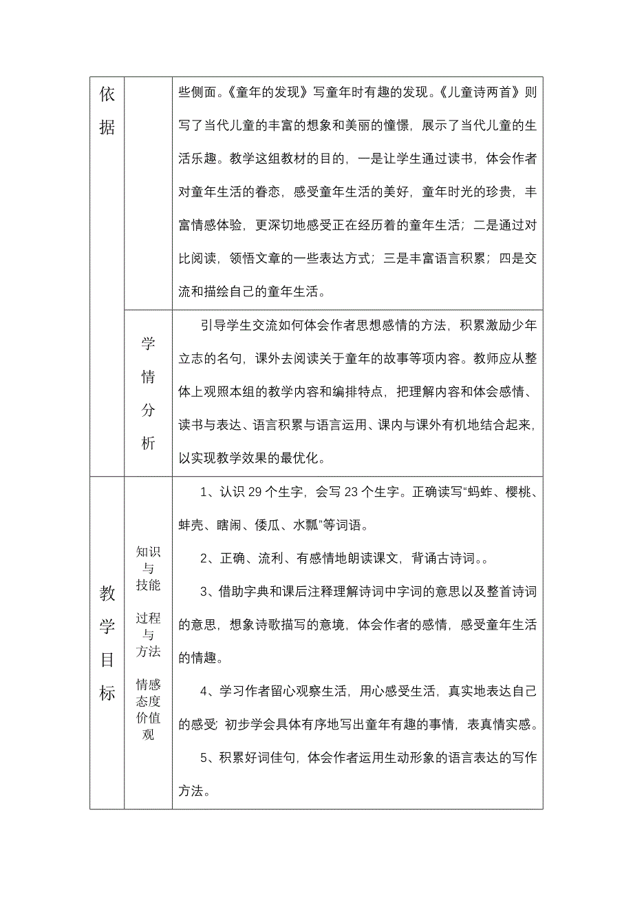 小学语文人教课标版五年级下册单元教学设计_第3页