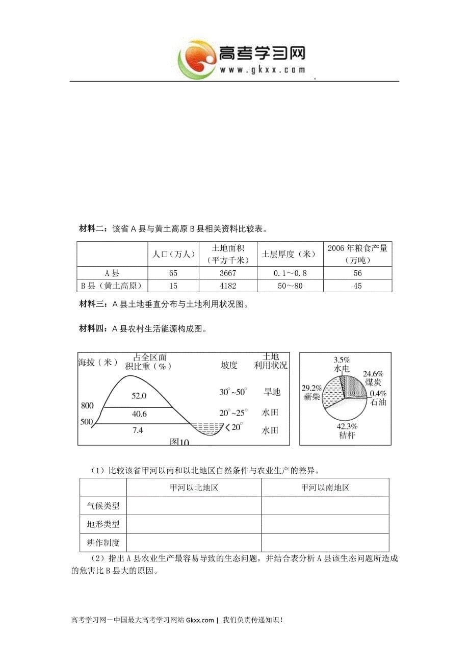 《中国地理》综合题强化训练_第5页