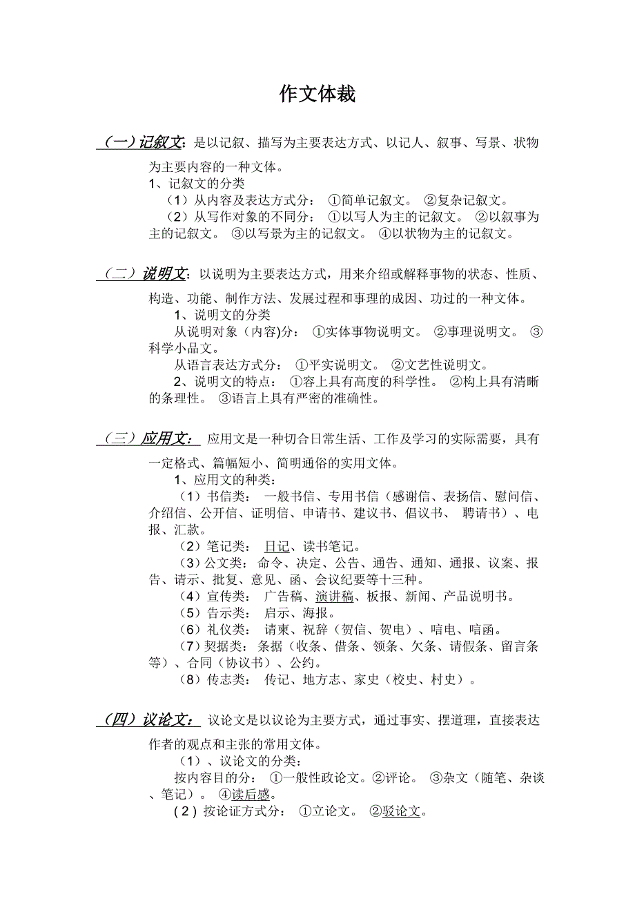 作文体裁及写作方法归纳_第1页
