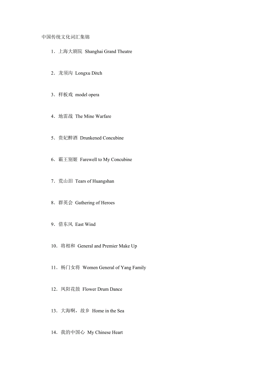 中国传统文化词汇英语表达_第1页