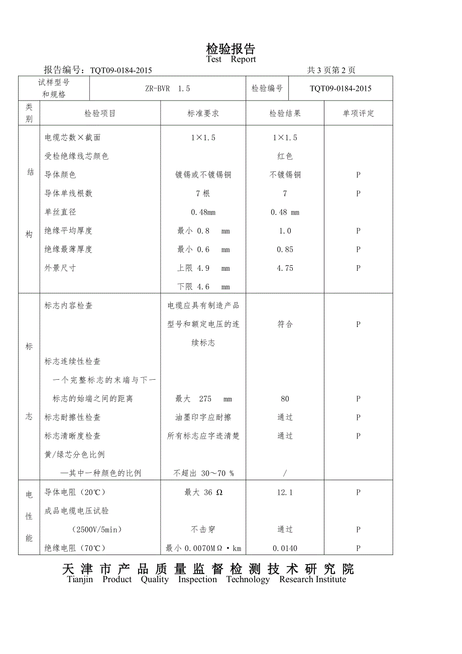 冠宇检 验 报 告BVR1.5_第3页