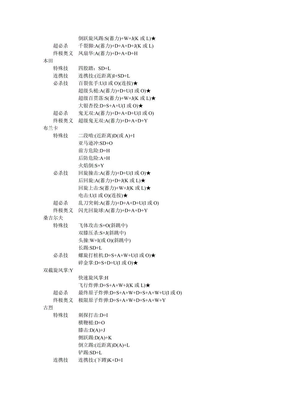 街霸4所有人物键盘出招表 终极经典  绝对准确 成为高手必看!_第2页