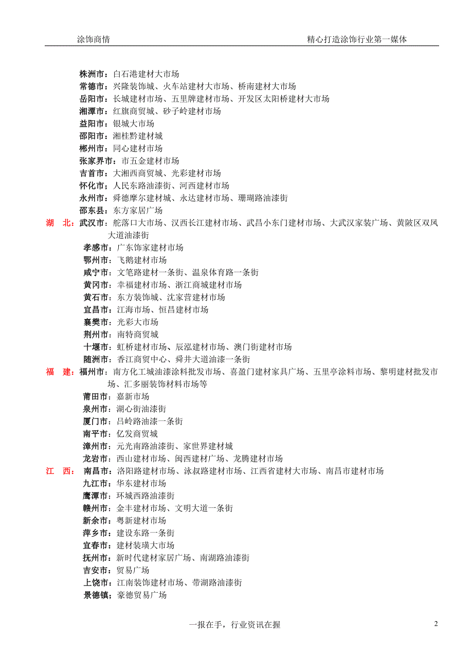 全国各地区主要建材市场_第2页