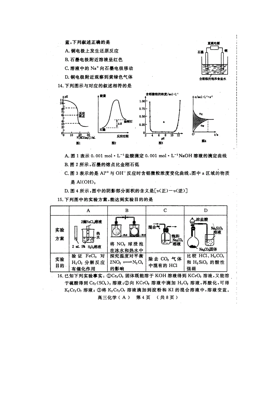 河南省洛阳市2016届高三高考一练化学试题(扫描版)_第4页