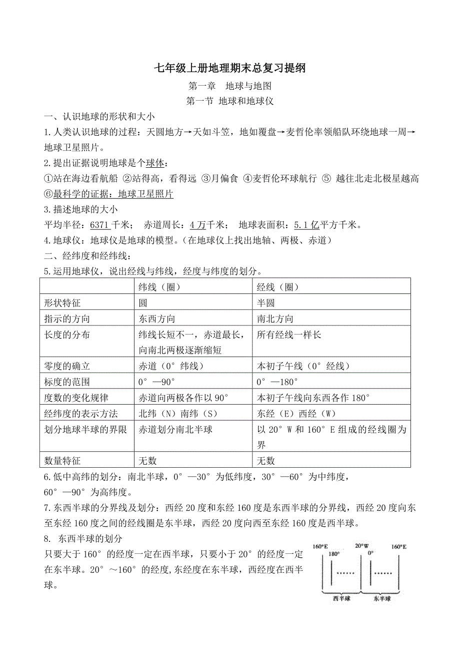 七年级上册(1--3章)复习提纲_第1页